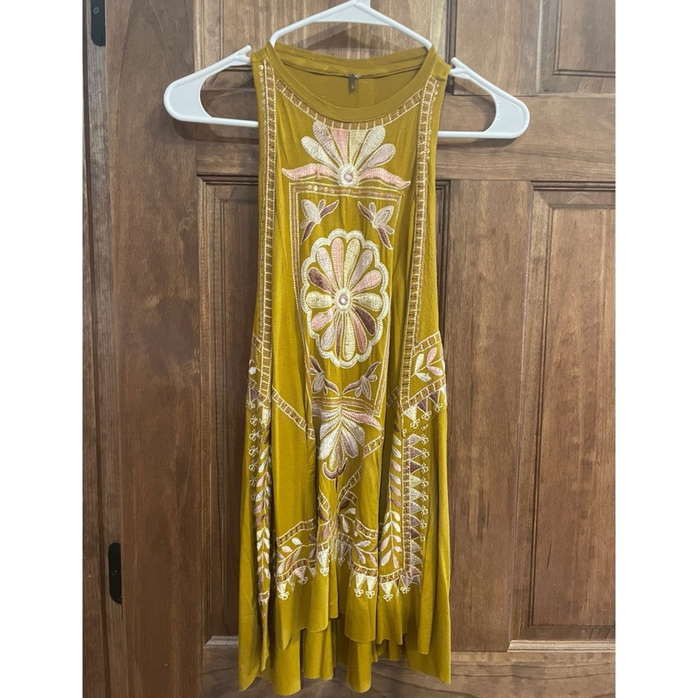 Free people mustard high neck, racer back tank